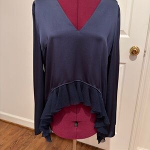 Elizabeth and James Midnight Blue Ruffle Blouse
